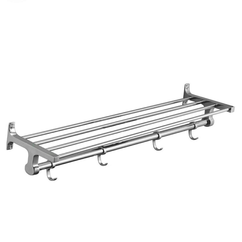 deeplax sada stainless steels towel rack set/shelves/adhesive/holder/stand/hanger/rail/bar/robe for bathrooms chrome finished 18 inches (1.5feet) set of 1