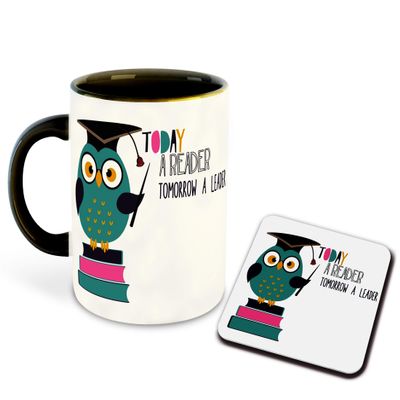 WHATS YOUR KICK - Books Reading Inspired Designer Printed Black Ceramic Coffee |Tea | Milk Mug Combo with Coaster (Gift | Books | Motivational Quotes | Hobby (Combo 9)