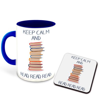 WHATS YOUR KICK - Books Reading Inspired Designer Printed Dark Blue Ceramic Coffee |Tea | Milk Mug Combo with Coaster (Gift | Books | Motivational Quotes | Hobby (Combo 17)
