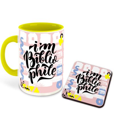 WHATS YOUR KICK - Books Reading Inspired Designer Printed Yellow Ceramic Coffee |Tea | Milk Mug Combo with Coaster (Gift | Books | Motivational Quotes | Hobby (Combo 3)