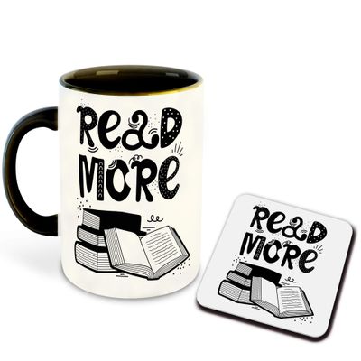 WHATS YOUR KICK - Books Reading Inspired Designer Printed Black Ceramic Coffee |Tea | Milk Mug Combo with Coaster (Gift | Books | Motivational Quotes | Hobby (Combo 4)