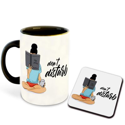 WHATS YOUR KICK - Books Reading Inspired Designer Printed Black Ceramic Coffee |Tea | Milk Mug Combo with Coaster (Gift | Books | Motivational Quotes | Hobby (Combo 8)