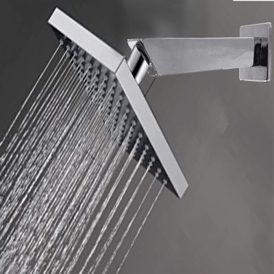 Aquieen SS Rain Overhead Shower 100 mm with 9" SS square shower arm & Wall Flange (Silver