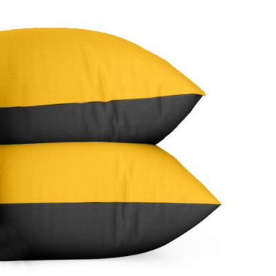 Yellow and Black Color Two Way Cushion Cover Set of 2 Solid Cotton Fabric for Home Decor Sofa, Bed and Chairs |Decorative Throw Pillow case | Size 22X22 Inch (55.88 x 55.88 cm)