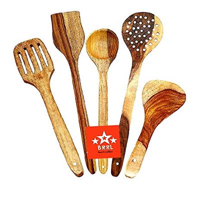 BRRL Wooden Spoon Set for Kitchen/Woods Spatula/Kadchi Chammach Set