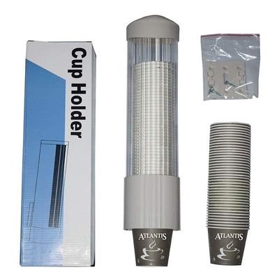 Atlantis Plastic Pull Type Disposable Cup Glass Holder for Water Dispensing Machine , White (Screw Plate Mountable)