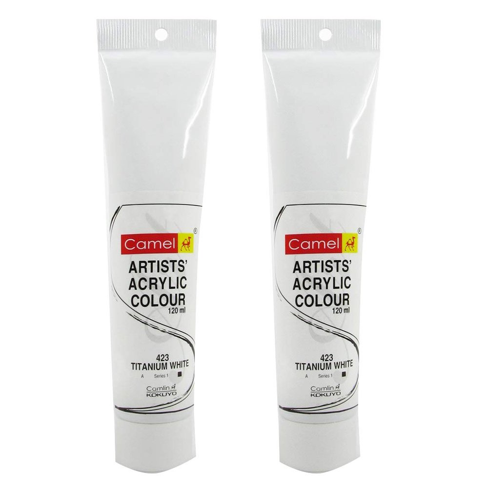 Camlin 423 Acrylic Finish Colour Tubes, White 120ml