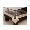 MONKDECOR PVC Transparent Square 4 Seater Dining Table Cover with Golden Border(LxB - 60X60 Inches) view 1