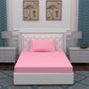 OPTRA Flat Striped Single bedsheet 300 TC with 1 Pillow Cover Size (60"x90") Pink view 1