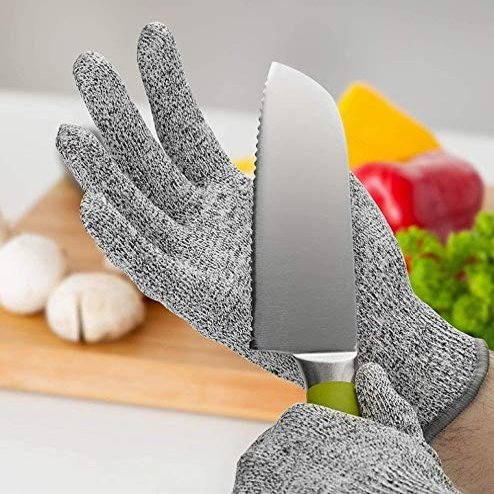 ANUGRAH MART Cut Resistant Hand Safety Gloves Cut-Proof Level 5 Protection with Rubber Grade Finishing Gloves For Kitchen Food Vegetables, Gardening Care, industries (1 pair, Free Size)