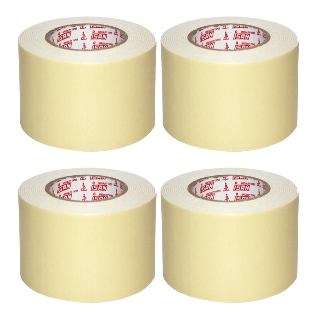 ISAN Double Sided White Foam Tape, Mounting Tape Heavy Duty, Strong Adhesive, Weatherproof for DIY Craft, Cushioning, Padding, Home Office Dcor 72mm (3" Approx) x 5m (4 Pcs)
