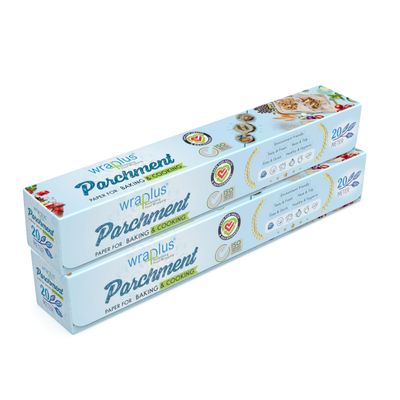 Wraplus White Parchment Paper for Cooking and Baking I Cooking Paper I Ecobake and Cooking I Parchment Roll I Parchment for Baking Cake I Oil Soaking Paper (20M -Pack of 2)