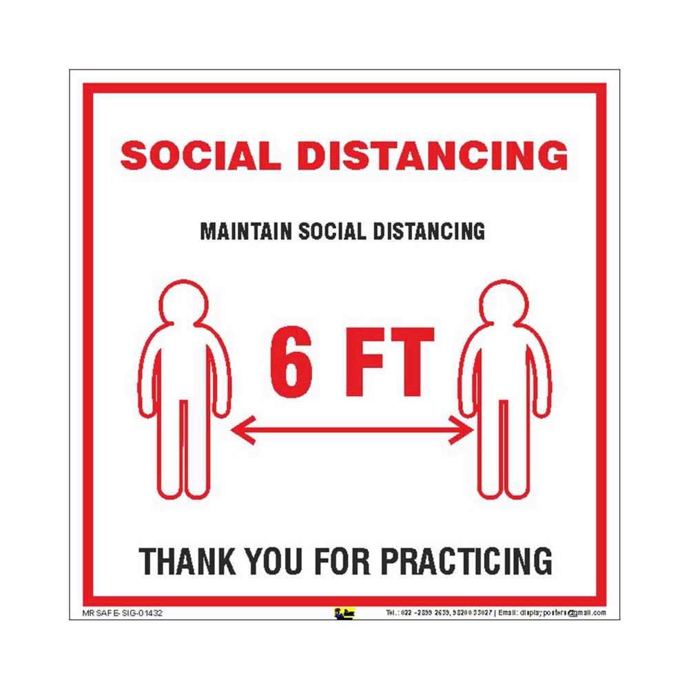 Mr. Safe - Maintain Social Distancing Signs - Health Safety - PVC Sticker 8 Inch X 8 Inch