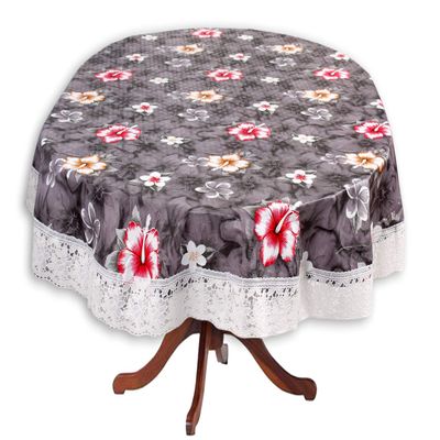 Stylista 4 Seater Oval Dining Table Cover WxL 54x78 inches with White Border lace