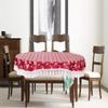 Stylista Oval Dining Table Cover 4 Seater WxL 54x78 inches Floral Pattern Magenta with White Border lace view 2