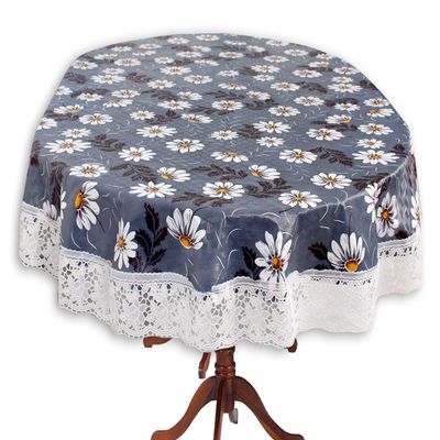 Stylista Oval Dining Table Cover 4 Seater WxL 54x78 inches with White Border lace