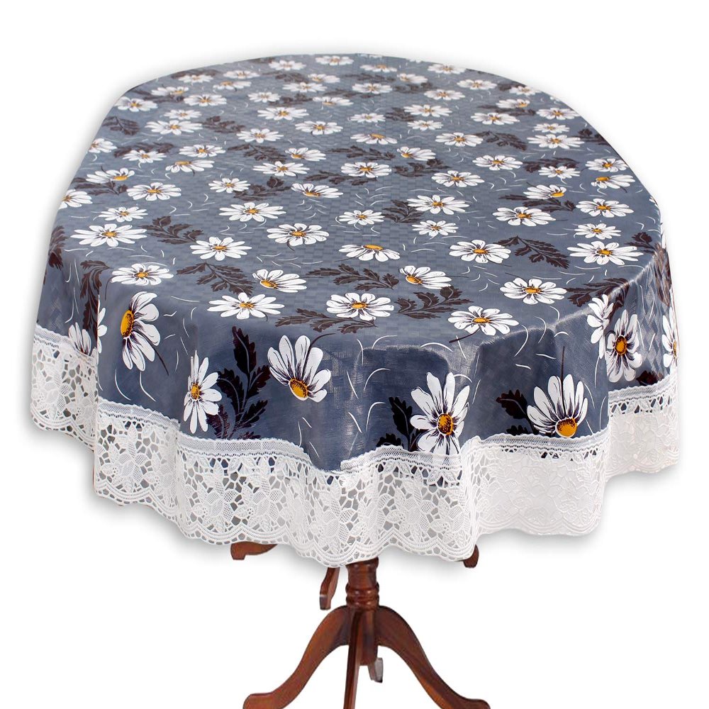 Stylista Oval Dining Table Cover 4 Seater WxL 54x78 inches with White Border lace