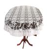Stylista Plastic Trellis Pattern Grey 4 Seater Oval Dining Table Cover with White Border Lace (Multicolour, 54x78 inches, Pack of 1) view 1