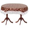 Stylista Plastic Floral Pattern Oval Shaped 4 Seater Dining Table Cover with White Border Lace (Coffee Brown, 954x78 inches, Pack of 1) view 4