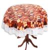 Stylista 4 Seater Oval Dining Table Cover WxL 54x78 inches Abstract Brown with White Border lace view 1