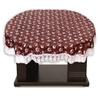 Stylista Oval Dining Table Cover 4 Seater WxL 54x78 inches Floral Dark Brown Pattern with White Border lace view 3