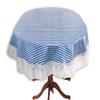 Stylista 4 Seater Oval Dining Table Cover WxL 54x78 inches Pin Check Pattern Blue with White Border lace view 1