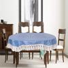 Stylista 4 Seater Oval Dining Table Cover WxL 54x78 inches Pin Check Pattern Blue with White Border lace view 2
