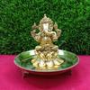 RAMA METAL Brass Ganesh Idol and CHOWKI Stand view 1