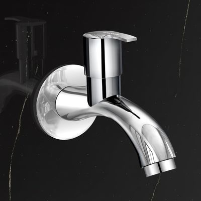 Plantex Pure Brass AQ-1401 Bib Cock Water Tap with Water Saving Techonology Tap with Bib Tap with Brass Wall Flange and Teflon Tape for Bathroom-7 Year Warranty (Mirror Chrome Finish)