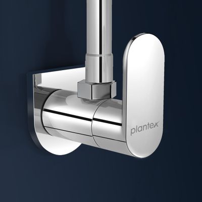 Plantex Pure Brass Angle Valve for Bathroom/Angle Cocke with Wall Flange and Teflon Tape -7 Year Warranty by Plantex -(ORN-205-Chrome)