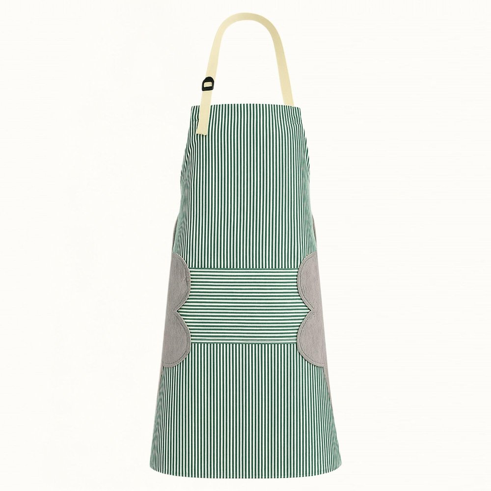 OLWICK Cooking Dress for Women  Waterproof Apron with Adjustable Stripe, Chef Bib with Pocket and 2 Valvet Side Towels, Kitchen Dress for Cooking for Home, Grill & Restaurant Use, Pack Of 1, Green