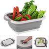 GLIVE (LABEL) Collapsible Kitchen Cutting Board Dish Tub Storage Basket Folding Cutting Board Dish Sink Tub Vegetable Basket with Draining Plug view 2