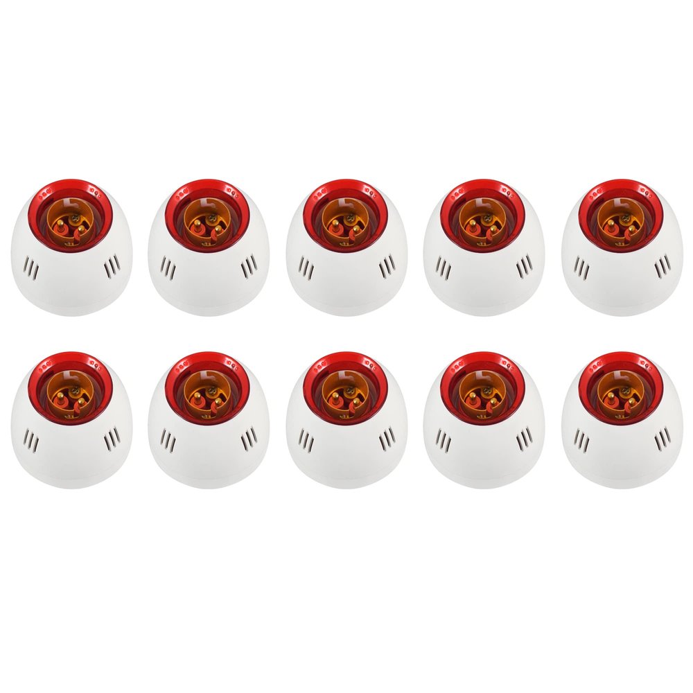 Duravolt Mini Dlux Bulb Holder for Wall, B22 Batten Lamp Holder for Led/Electric Bulb for Home, White & Red, With Screws (Pack of 10)