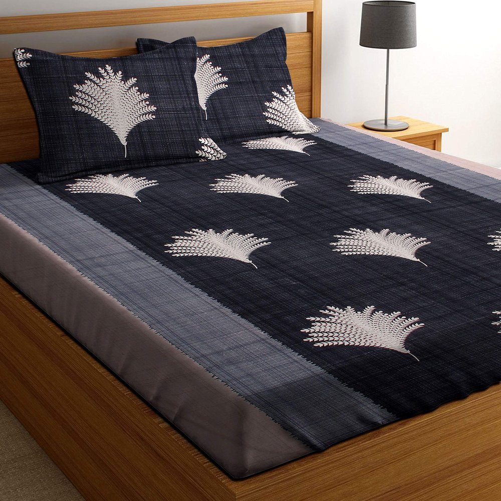 HIYANSHI HOME FURNISHING Premium Cotton Double King Flat Bedsheets with 2 Pillow Covers (90'' x100'', Design-1, Multi-Coloured)