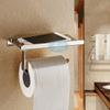 HANDY Bathroom Accessories Stainless Steel Toilet Paper Holder with Shelf, Toilet Paper Dispenser, Tissue Dispenser with Phone Shelf (Color - Silver) Pack of 1 pcs view 1