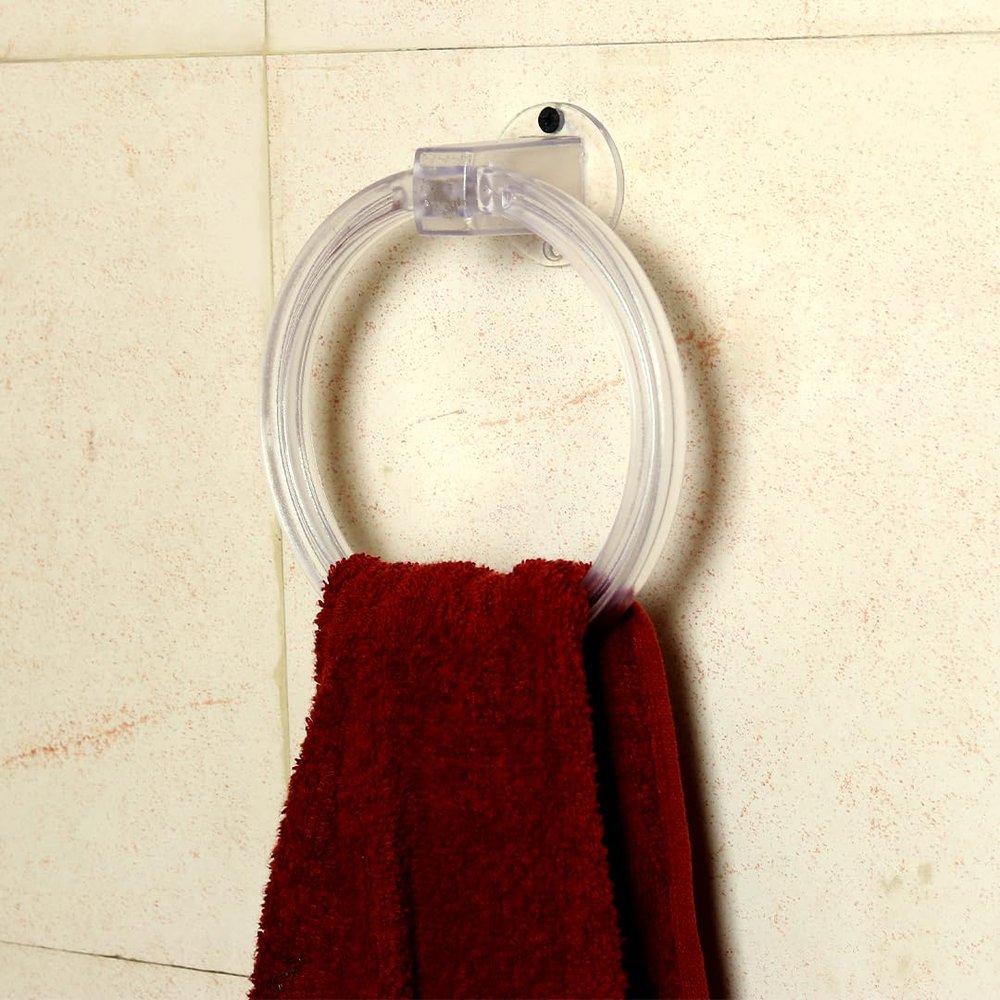 Lipka Unbreakable ABS Towel Ring Wall Mounted Round Towel Holder Stand for Bathroom & Kitchen Durable, Rust-Free, Space-Saving Towel Hanger