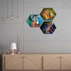 SAF paintings Set of 3 Hexagon Radha Krishna UV Textured Self Adessive Painting 17 Inch X 17 Inch SANFHX30038 view 2