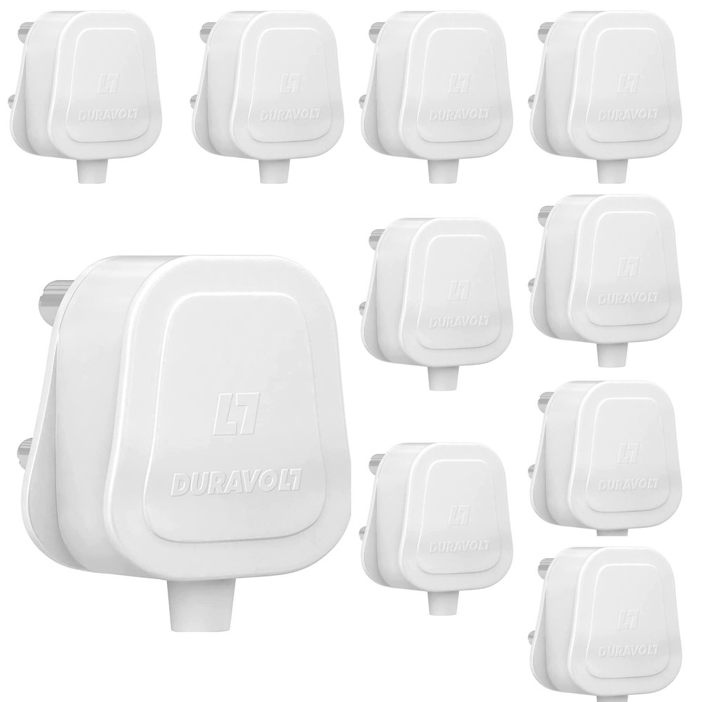 Duravolt Polycarbonate 3 Pin Plug Top 16 amp | ISI Marked | (White 6 cm x 4 cm x 2 cm) (Pack of 10)