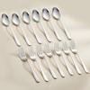 Parage 12 Pieces Stainless Steel Table Spoons and Forks Set with Round Edge, Tableware, Set of 12, Silver (Contains: 6 Table Spoons and 6 Dinner Forks) view 1