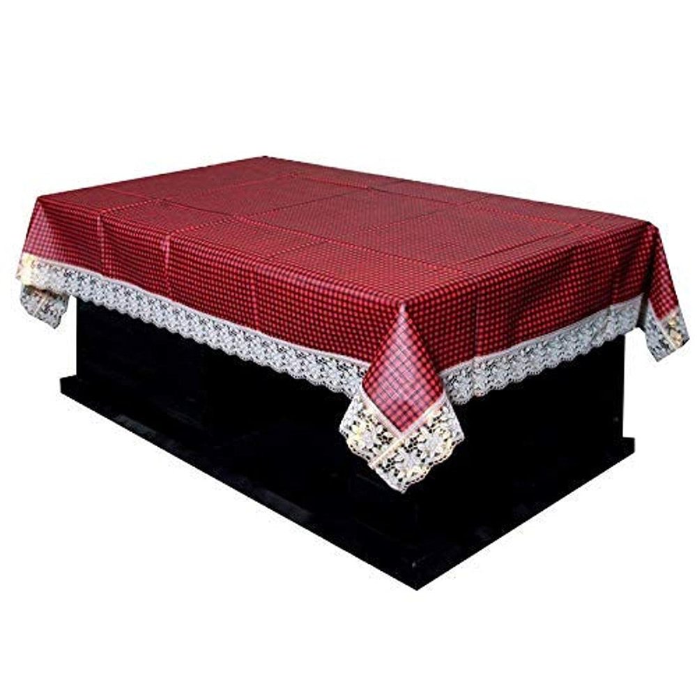 CASA-NEST Waterproof 2-4 Seater Dinning Table Cover with Leather Touch and White Lace (for Size 40x60 inches) (Width x Length) printed001