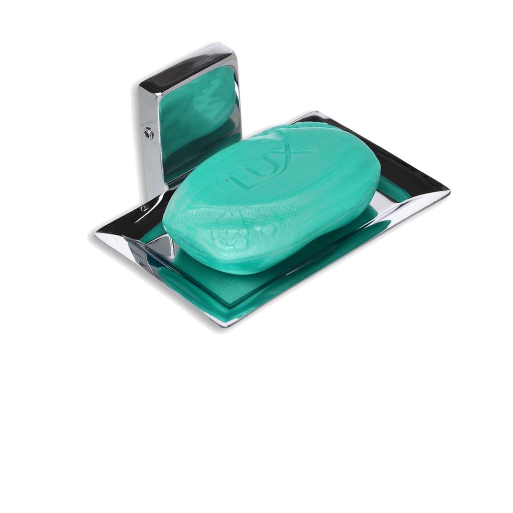 BLEQYS Set of 1 Stainless Steel soap Box soap Dish with Strong Power Flexible Sticker (SS SOAP Holder-Set-1)