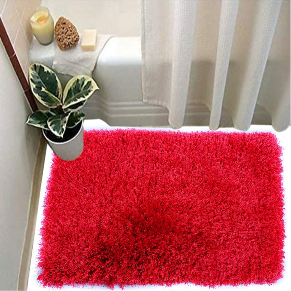 RM Handloom Anti Skid Washable Door Mats Bath Mats for Home, Office and Bathroom (16 x 24, Red)