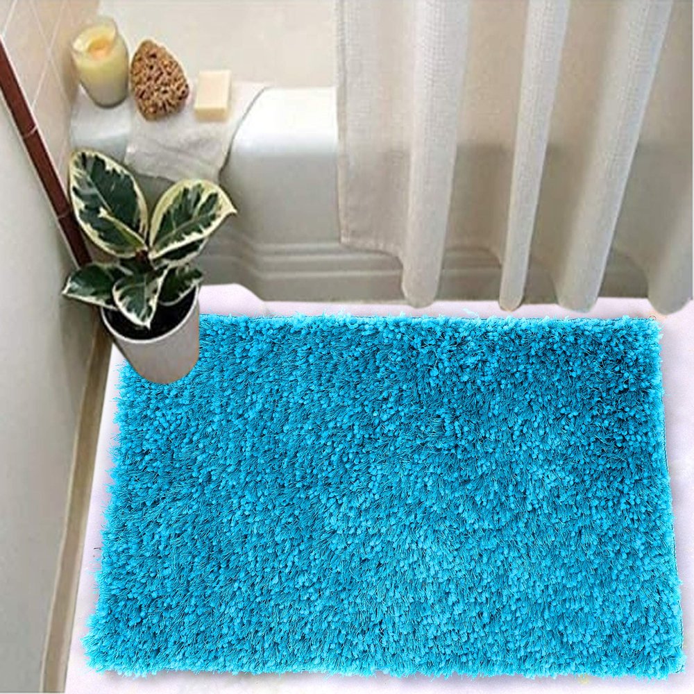 RM Handloom Anti Skid Washable Door Mats Bath Mats for Home, Office and Bathroom (16 x 24, Turquoise)