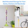 Koyet Self Adhesive Wall Mounted Seamless Broom Hanger Clip Mop Holder Storage Racks, Wall Hanging Free Punch Bathroom Seamless Stickers Mop Rack Set (6 , Multicolour ), Plastic view 2