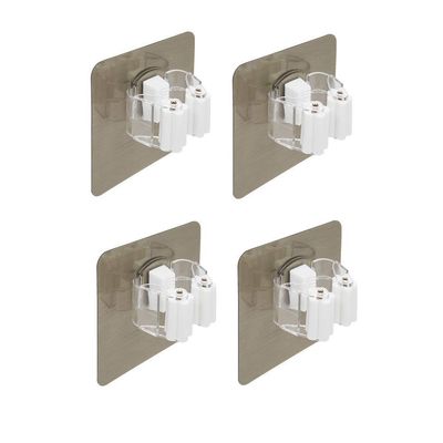 ZAVASIKA Plastic Mop Sticker, Wall Mounted Mop & Broom Hanger Holder Organizer (Silver) (4)