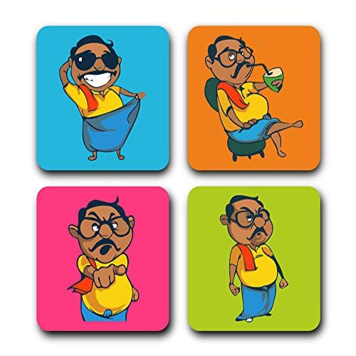 Presta Gifts Tea Coaster Set Stylish Anna Printed, MDF Wood Material Coasters for Home and Kitchen, Office Table, Dining Table, Home Decor (3.5x3.5 inches, Set of 4)