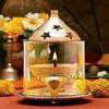 Wacky Brass Glass Akhand Diya, 4.8 Inch, Medium, 7.5 X 7.5 X 13 cm view 1