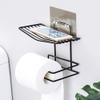 ZIZLY Bathroom Tissue Holder, Bathroom Wall Mounted Toilet Paper Holder with Mobile Phone Storage Shelf, Bathroom Towel Storage Rack Hanger Organizer, Bathroom Shelf for Tissue, Towel and Tissue Rack view 1