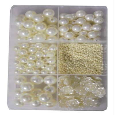 Eshoppee 200 gm Plastic Pearl Beads for Jewellery Making, Art and Crafts Work, Necklace Bracelet Earring Key Chain Making DIY Kit