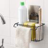 ZIZLY Sink Caddy Organizer Metal Iron Sponge Holder Drain Rack Basket for Kitchen Brush Soap Dish-Washing Liquid, Towel Rack, Shampoo, Cosmetic Bottle Stand (Black) view 1